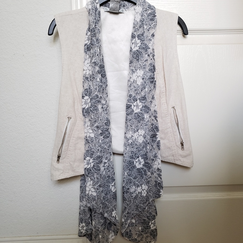 Alberto Makali cream/blue/white linen vest S